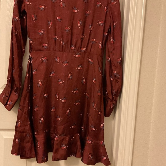 PAIGE Wmns Parisa Mini Wrap Dress W/Long Sleeves in Velvet Red Multi Size m - Picture 12 of 15